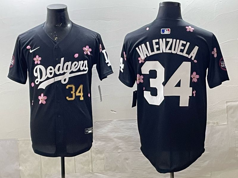 Men 2025 Nike Los Angeles Dodgers #34 Valenzuela Black Game MLB Jersey 07->los angeles dodgers->MLB Jersey
